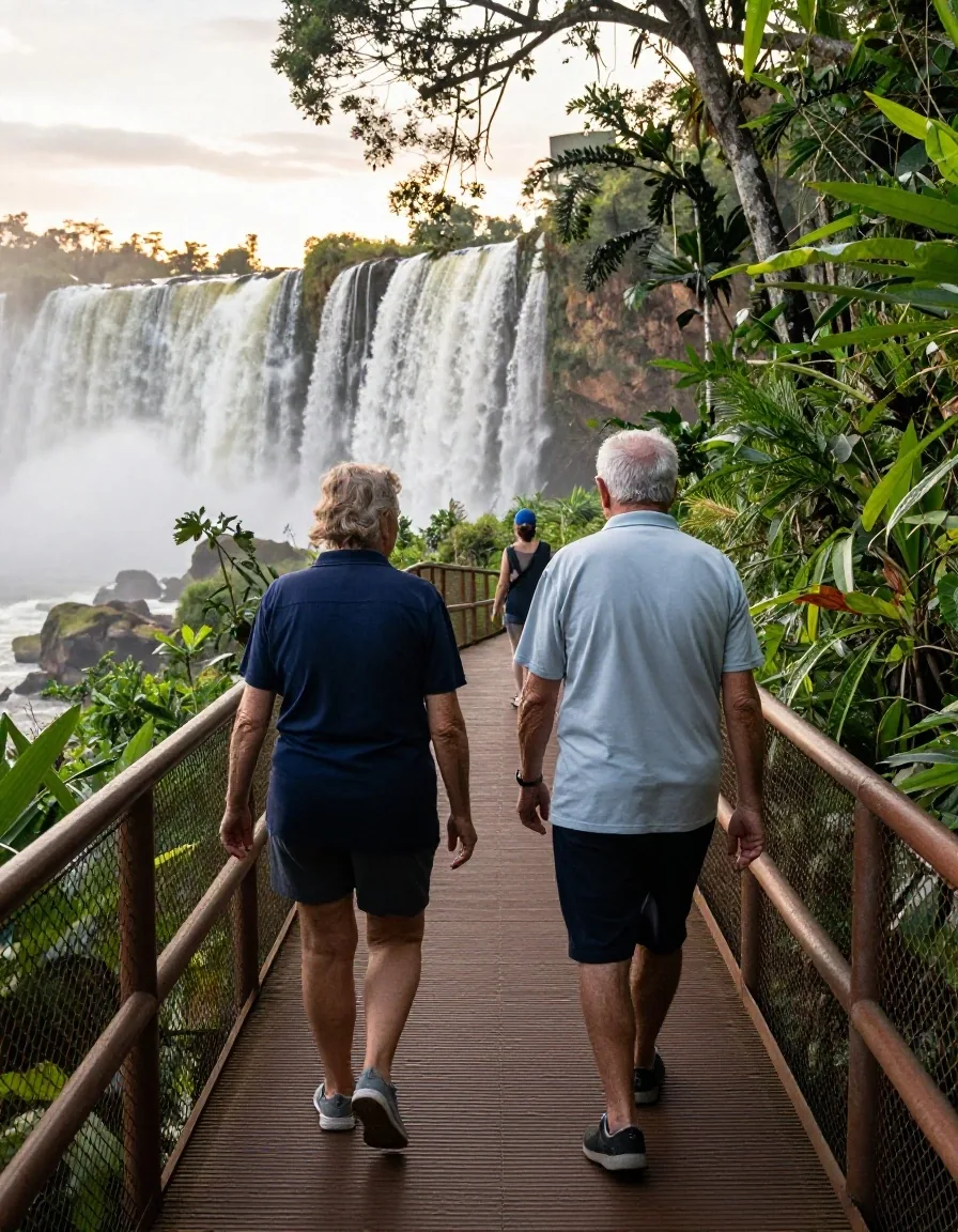 Pasarelas superiores de Iguazú recorridas a ritmo pausado