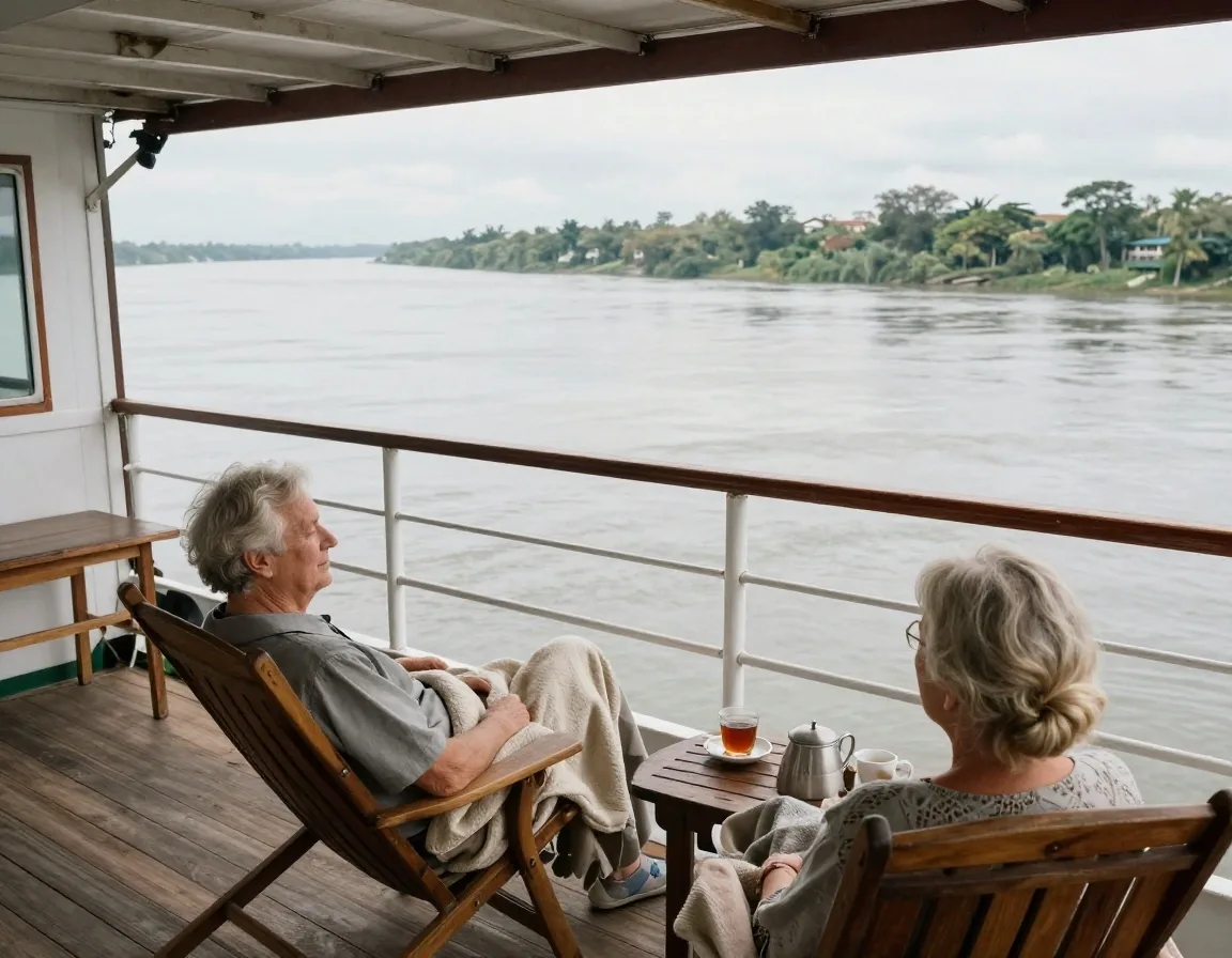 Tarde tranquila de lectura en cubierta del barco fluvial